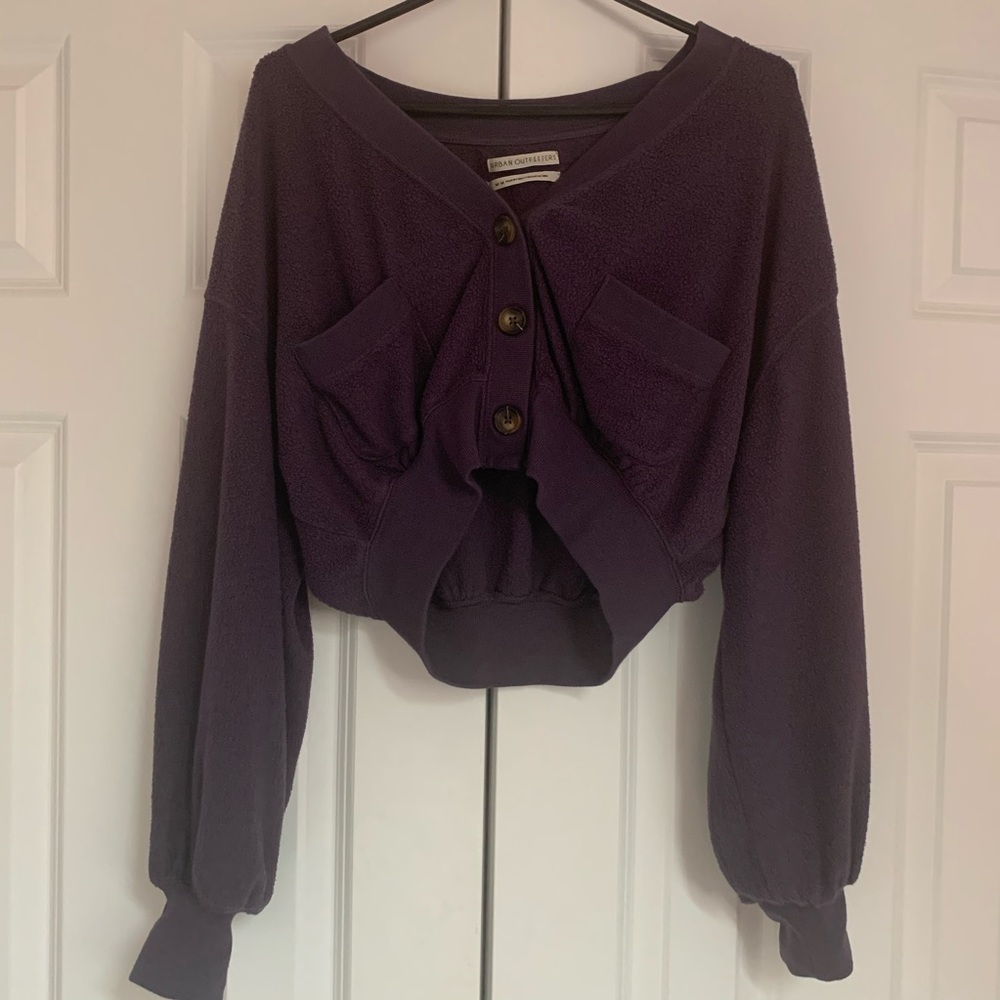 Urban Outfitters Cropped Purple Cardigan